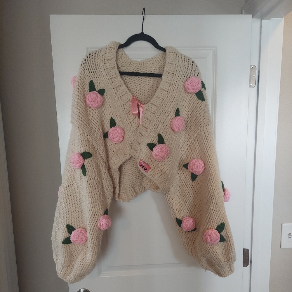Pink Imera 3D Rose Cardigan